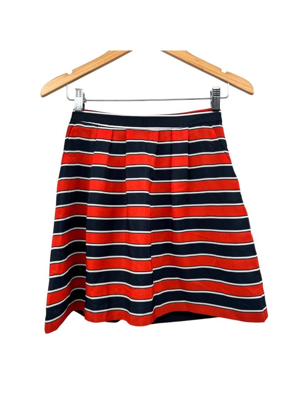 J. Crew Striped Skirt A-Line Orange/Multi Zip Size 0 Pockets